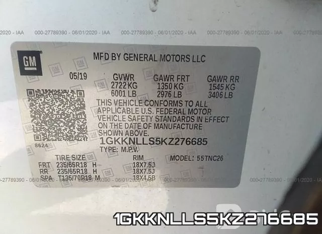 1GKKNLLS5KZ276685 фото 10