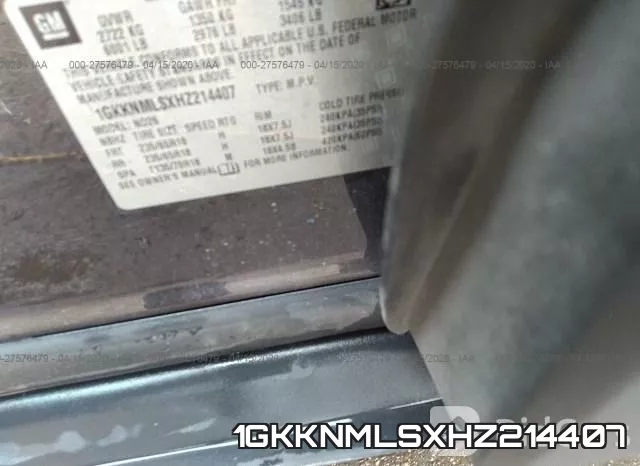 1GKKNMLSXHZ214407 фото 10