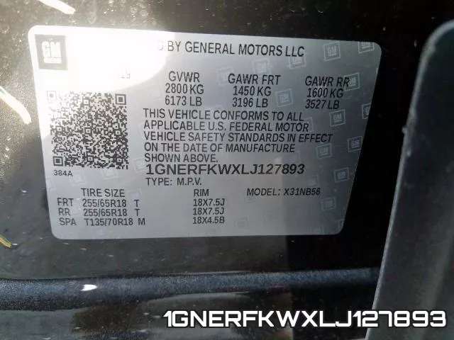 1GNERFKWXLJ127893 фото 2