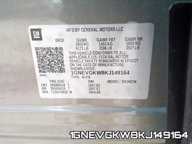 1GNEVGKW8KJ149164 фото 2