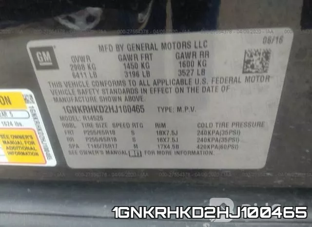 1GNKRHKD2HJ100465 фото 10