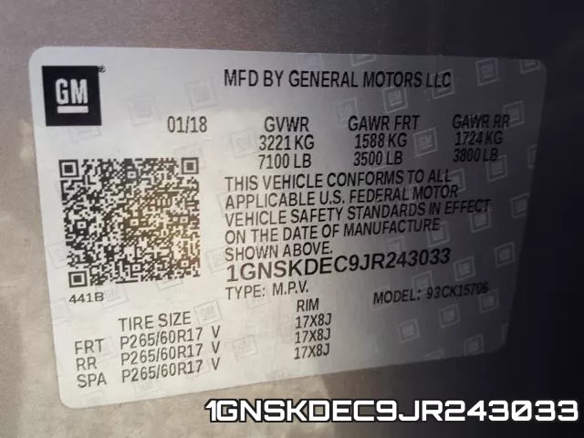 1GNSKDEC9JR243033 фото 2