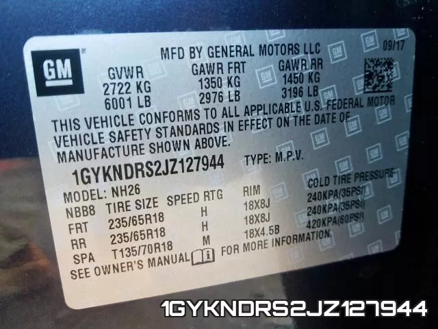 1GYKNDRS2JZ127944 фото 2