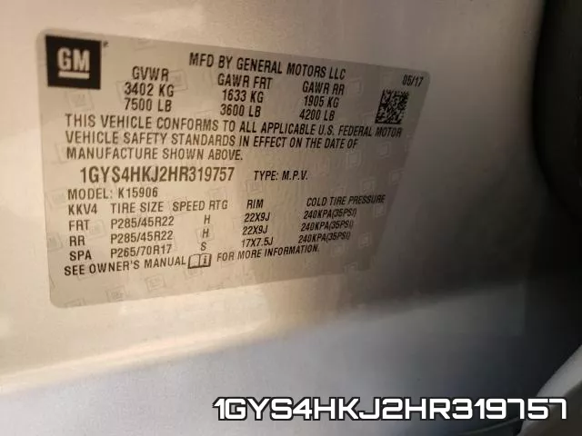 1GYS4HKJ2HR319757 фото 2
