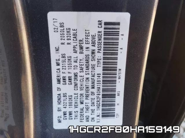 1HGCR2F80HA159149 фото 2