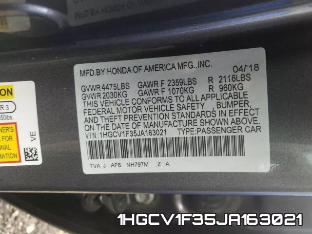 1HGCV1F35JA163021 фото 2