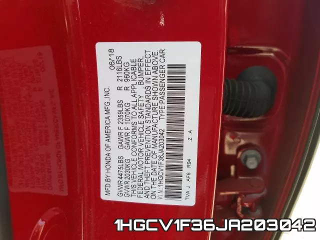 1HGCV1F36JA203042 фото 2