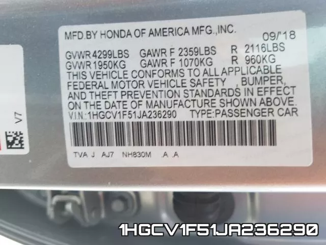 1HGCV1F51JA236290 фото 2