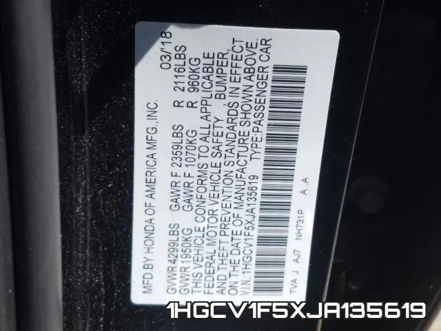 1HGCV1F5XJA135619 фото 2