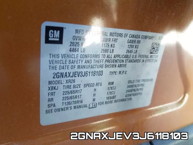 2GNAXJEV3J6118103 фото 2