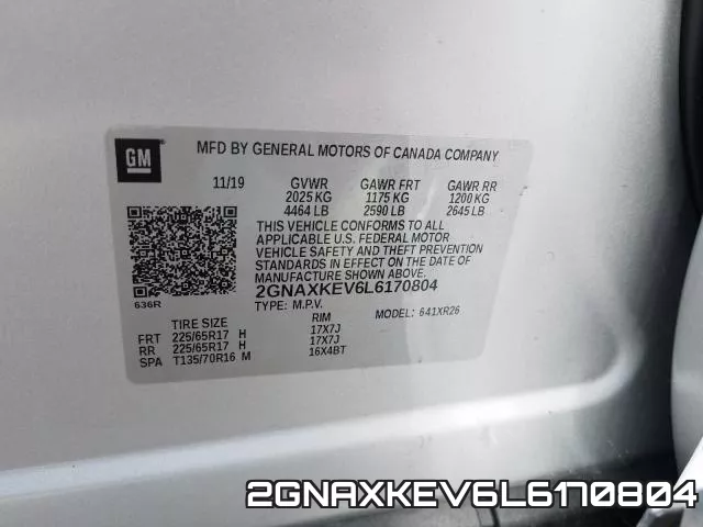 2GNAXKEV6L6170804 фото 2