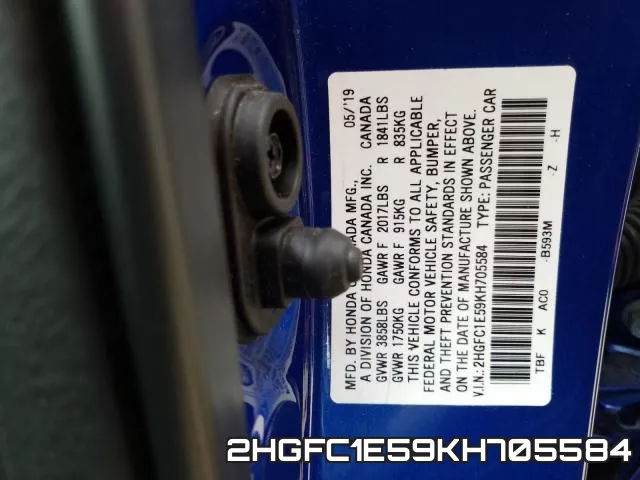 2HGFC1E59KH705584 фото 2