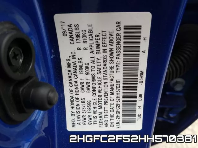 2HGFC2F52HH570381 фото 2
