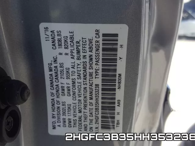 2HGFC3B35HH353238 фото 2