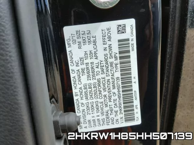 2HKRW1H85HH507139 фото 2