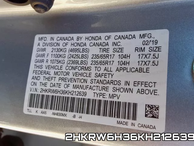 2HKRW6H36KH212639 фото 2