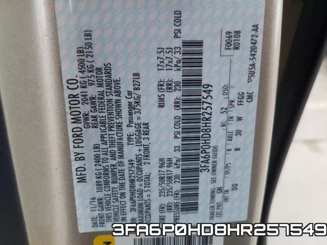 3FA6P0HD8HR257549 фото 2