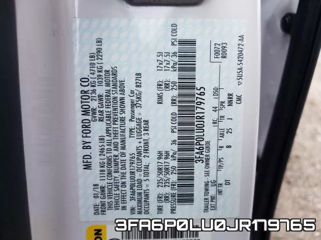 3FA6P0LU0JR179765 фото 2