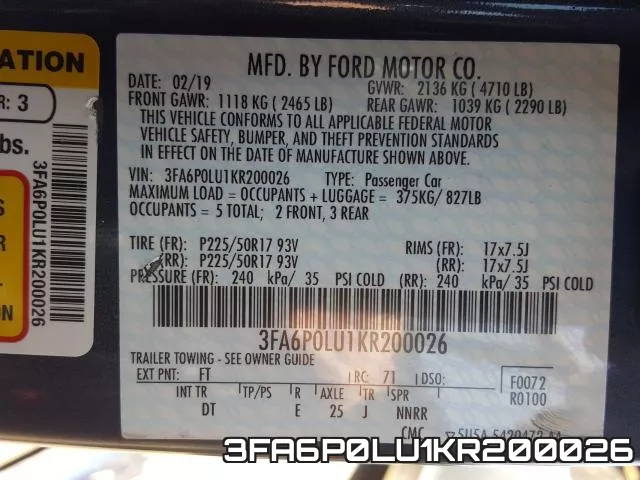 3FA6P0LU1KR200026 фото 2
