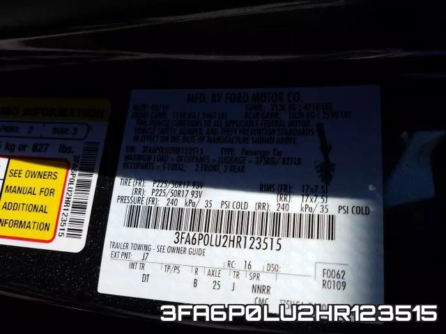 3FA6P0LU2HR123515 фото 2