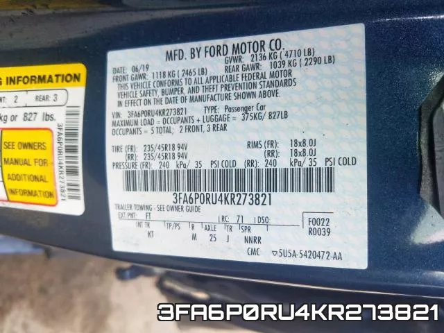 3FA6P0RU4KR273821 фото 2