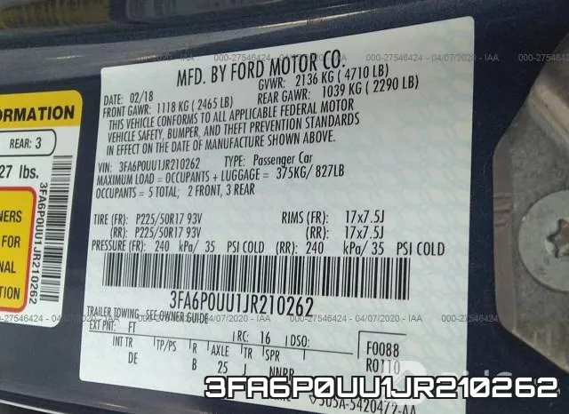 3FA6P0UU1JR210262 фото 10