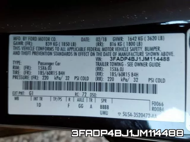 3FADP4BJ1JM114488 фото 2
