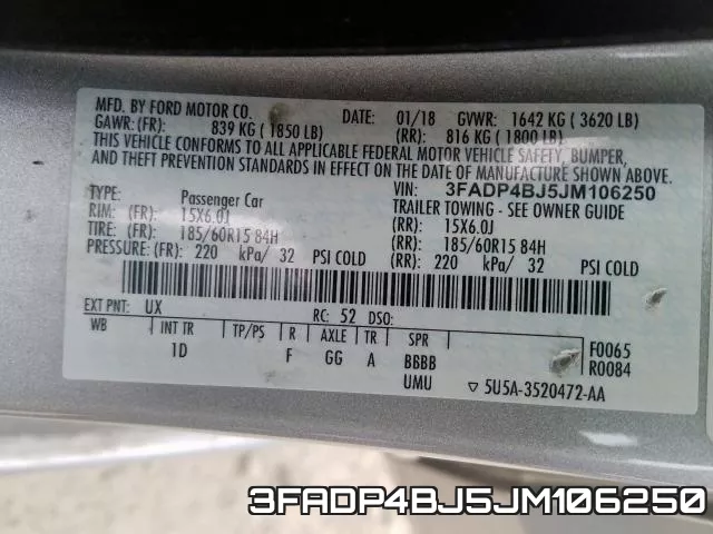 3FADP4BJ5JM106250 фото 2
