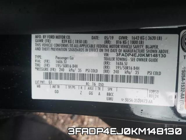 3FADP4EJ0KM148130 фото 2