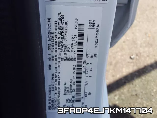 3FADP4EJ7KM147704 фото 2