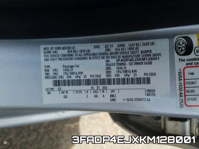3FADP4EJXKM128001 фото 2