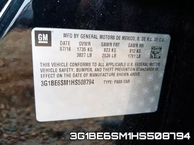 3G1BE6SM1HS508794 фото 2