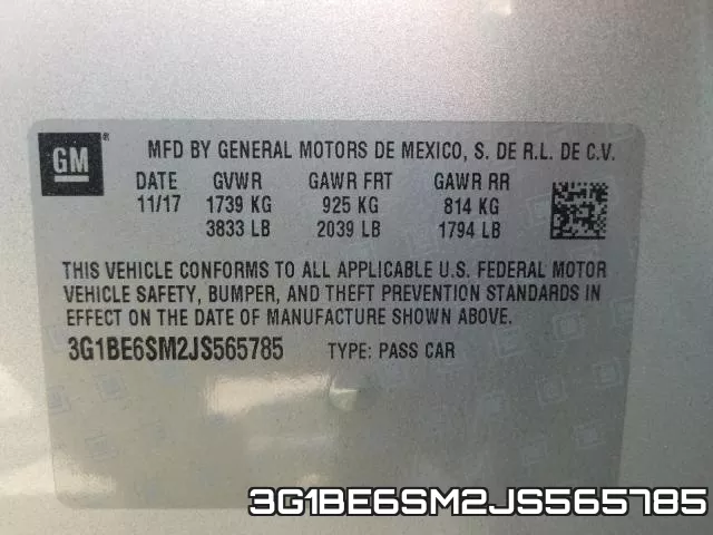 3G1BE6SM2JS565785 фото 2