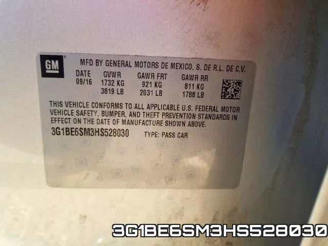 3G1BE6SM3HS528030 фото 2