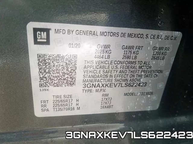 3GNAXKEV7LS622423 фото 2