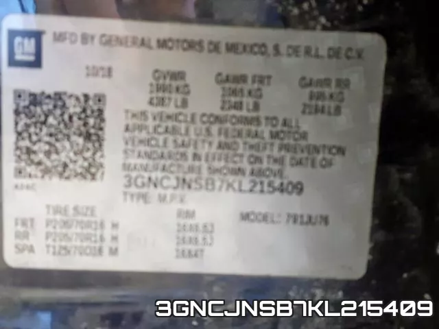 3GNCJNSB7KL215409 фото 2
