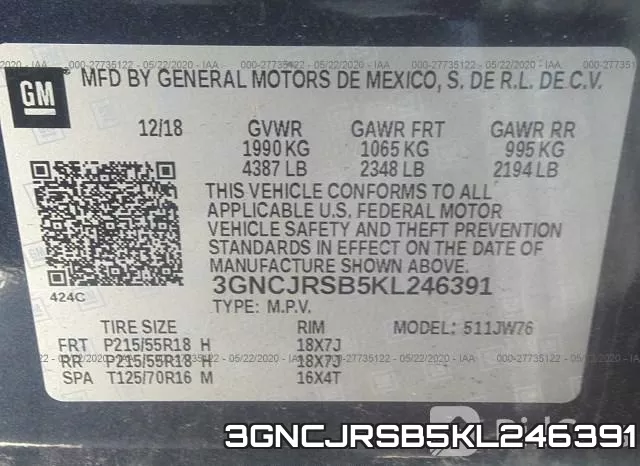 3GNCJRSB5KL246391 фото 10