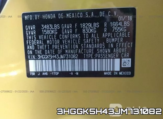 3HGGK5H43JM731082 фото 10