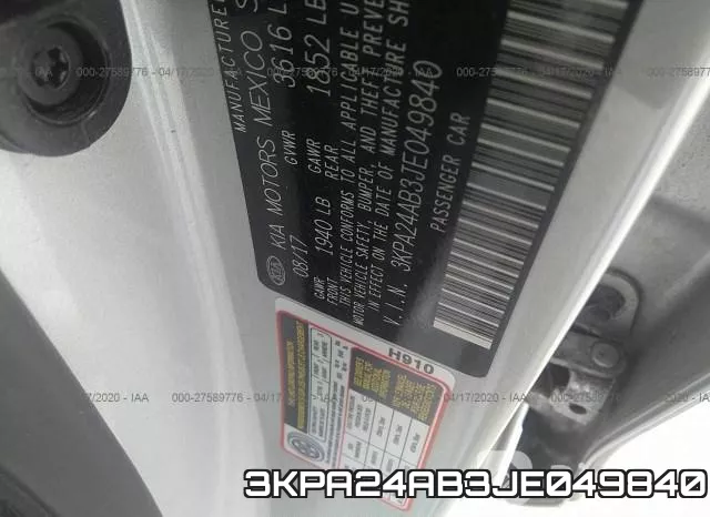 3KPA24AB3JE049840 фото 10