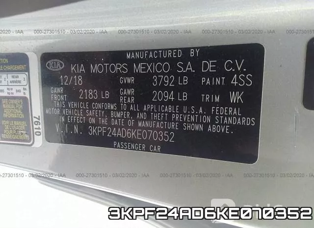 3KPF24AD6KE070352 фото 10