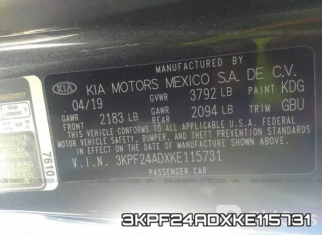 3KPF24ADXKE115731 фото 10