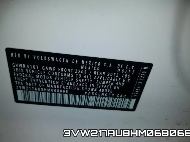 3VW217AU8HM068066 фото 2