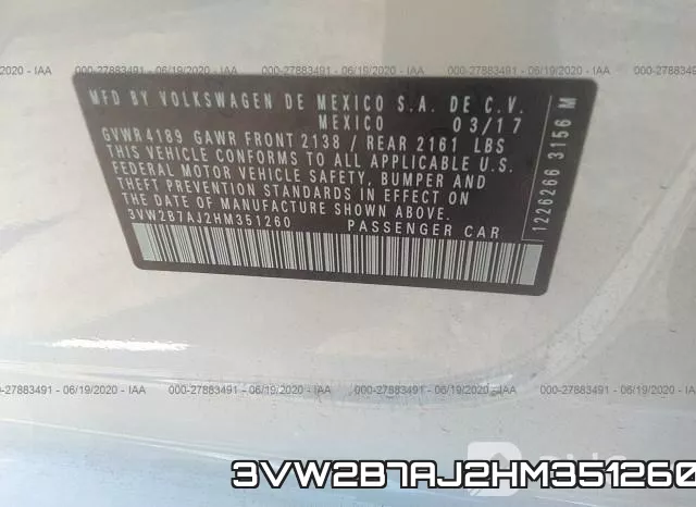 3VW2B7AJ2HM351260 фото 10
