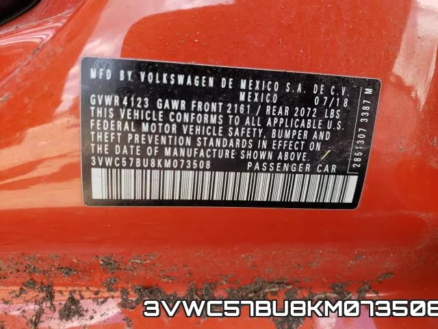 3VWC57BU8KM073508 фото 2