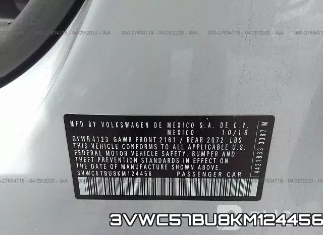 3VWC57BU8KM124456 фото 10
