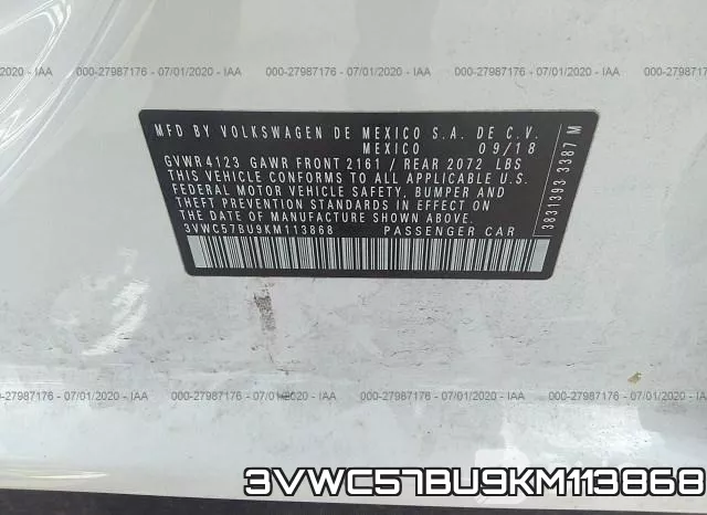 3VWC57BU9KM113868 фото 10