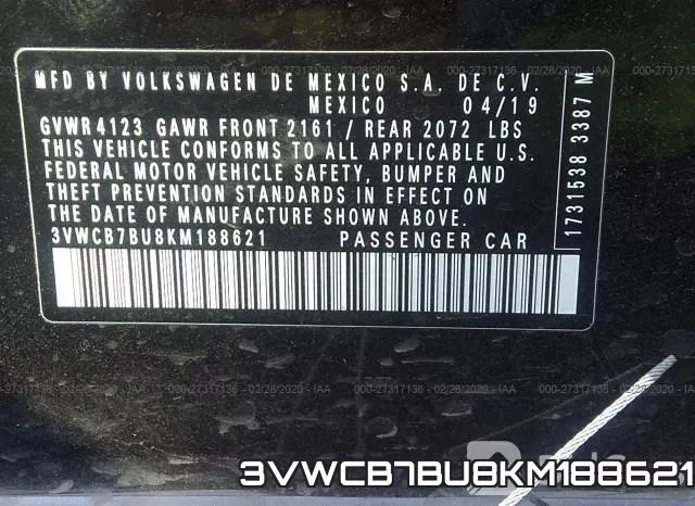 3VWCB7BU8KM188621 фото 10