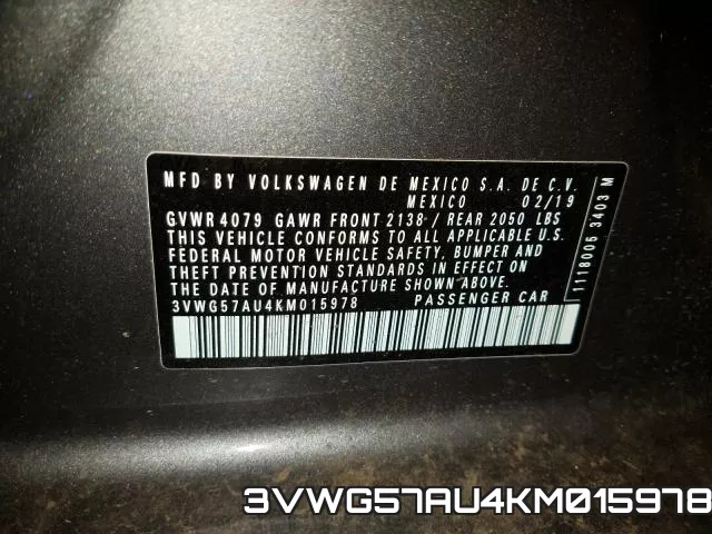 3VWG57AU4KM015978 фото 2
