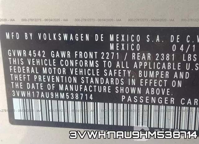 3VWH17AU9HM538714 фото 10