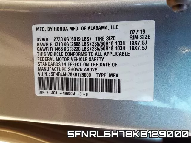 5FNRL6H78KB129000 фото 2